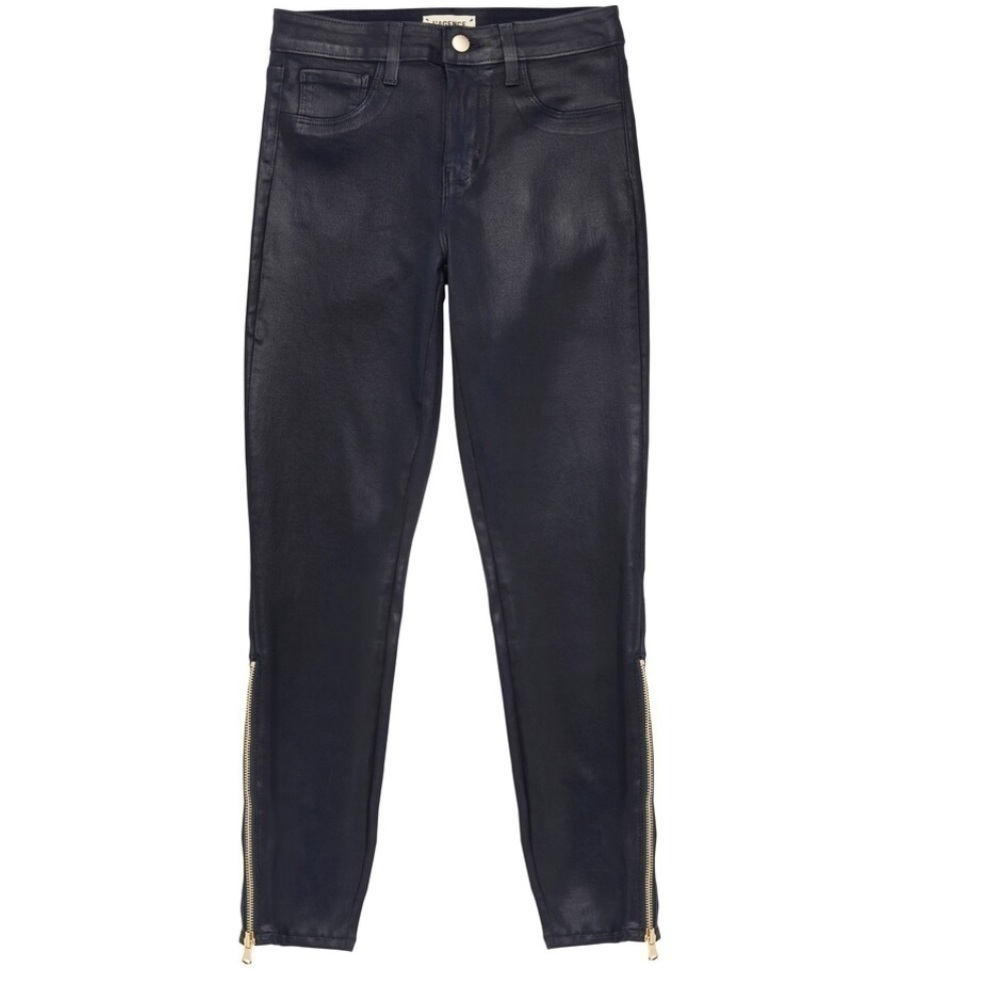 NWT - L’AGENCE black coated high waist ankle zip skinny jeans - Picture 2 of 6